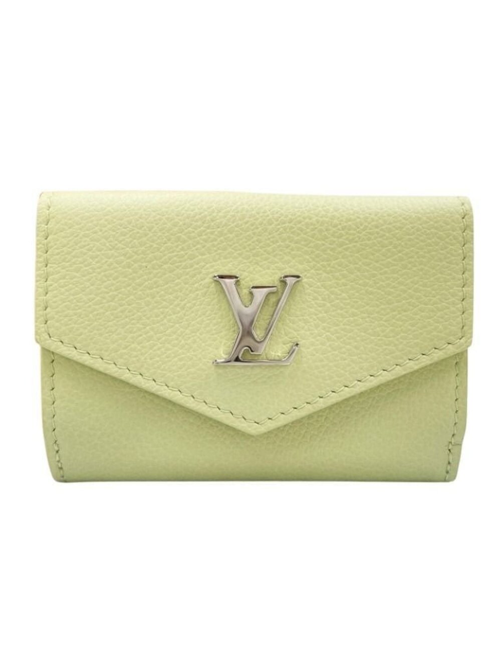 Louis Vuitton Trifold Wallet Portefeuille Lock Mini Vert Note Grain Calf